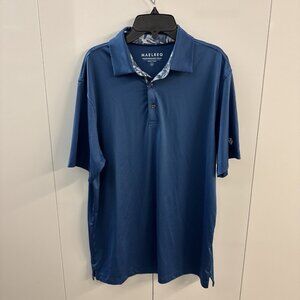 Maelreg Golf Polo Shirt Mens M Blue‎ Short Sleeve Stretch Floral Performance A28